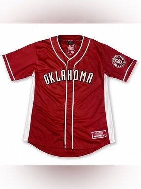 Oklahoma Sooners Baseball Jersey Red Colosseum Men’s L NCAA OU Game Day